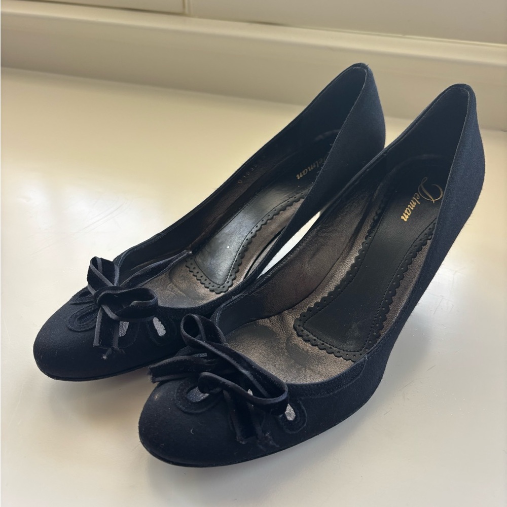 Delman Black Heels with Bow